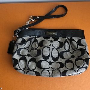 Coach black and gray logo wristlet